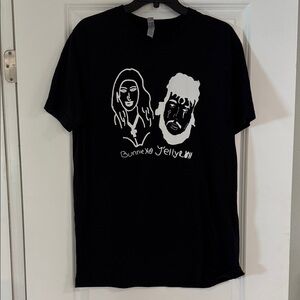 Bunnie and Jelly Roll Black Tee with White Graphic NWOT